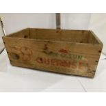 A VINTAGE ISLE OF GUERNSEY WOODEN TOMATO BOX