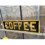 A WOODEN HAND PAINTED 'COFFEE' SIGN, 100 X 29CM