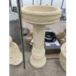 AN AS NEW EX DISPLAY CONCRETE ROSE PILLAR BIRDBATH *PLEASE NOTE VAT TO BE PAID ON THIS ITEM*