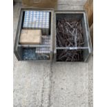 A LARGE ASSORTMENT OF HARDWARE TO INCLUDE VARIOUS SIZE SCREWS AND NAILS ETC
