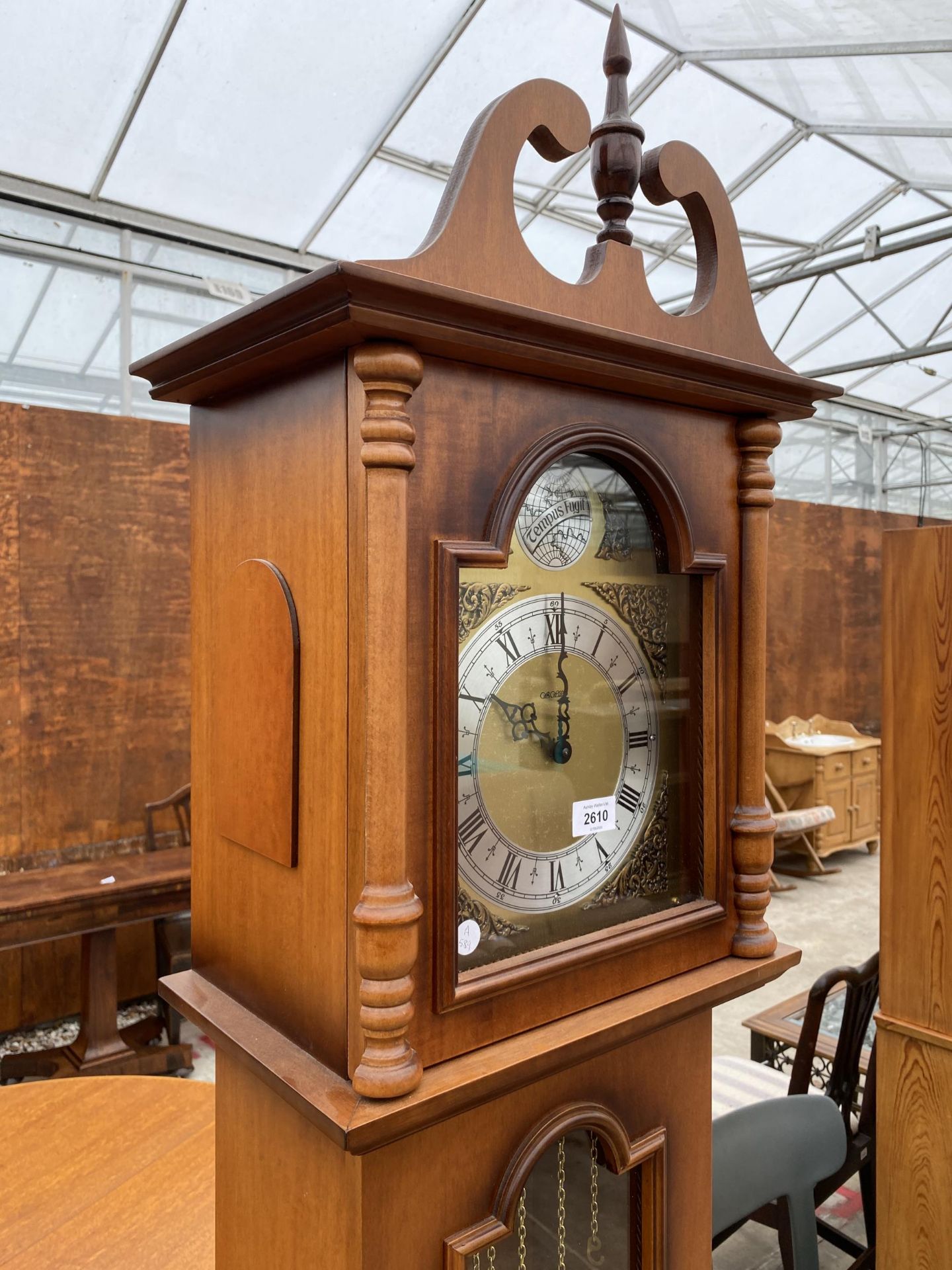 A MODERN TEMPUS FUGIT THREE WEIGHT LONGCASE CLOCK WITH GLASS DOOR - Image 2 of 5