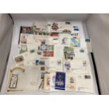 A QUANTITY OF FIRST DAY COVERS AND STAMPS TO INCLUDE SPORTS, CHRISTMAS ETC