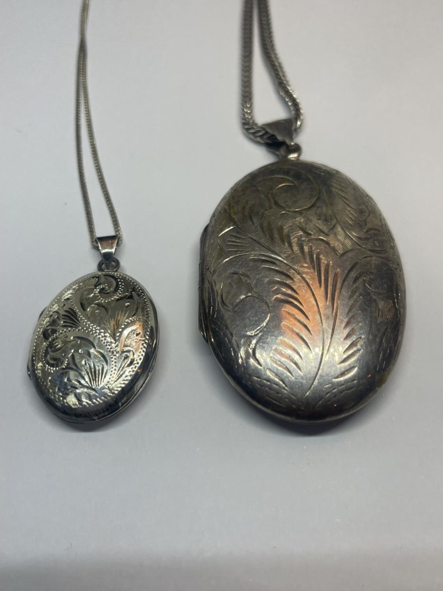 TWO SILVER LOCKETS ON CHAINS - Image 2 of 5