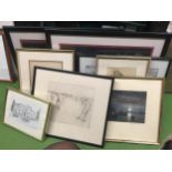 A QUANTITY OF PRINTS AND TAPESTRIES PLUS PENCIL AND CHARCOAL PICTURES - 10 IN TOTAL