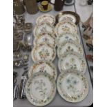 A COLLECTION OF AYNSLEY 'FLOWERS FROM THE GADENS OF OLD ENGLAND' CABINET PLATES - 12 IN TOTAL