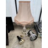 TWO WALL LIGHT FITTINGS AND A TABLE LAMP