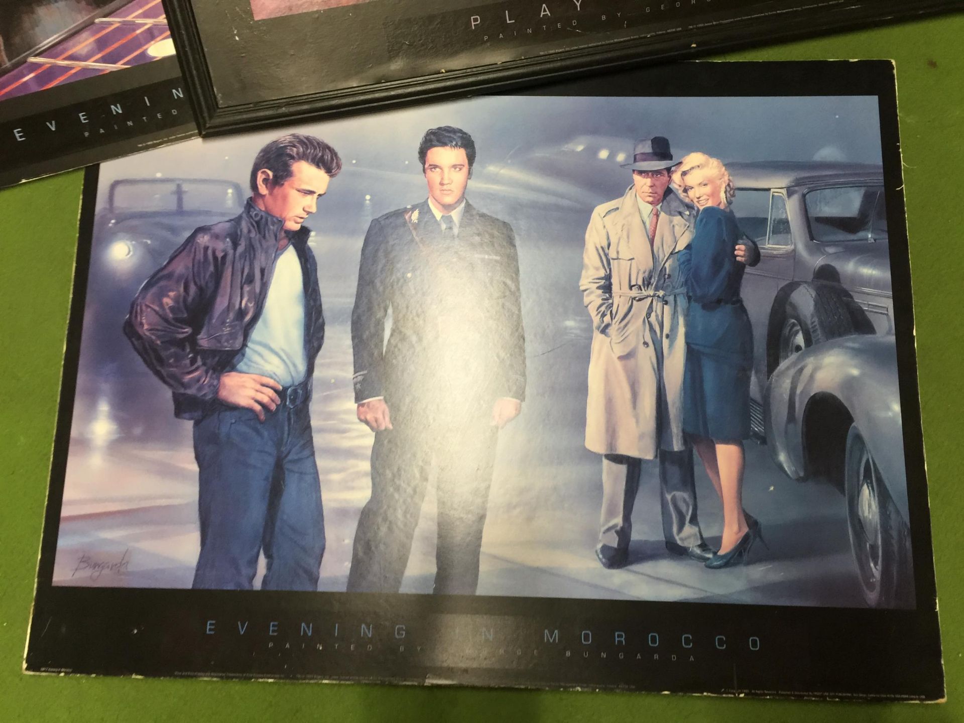 A GROUP OF FOUR HOLLYWOOD PRINTS WITH IMAGES OF ELVIS, JAMES DEAN, ETC - Image 3 of 5