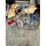 A LARGE QUANTITY OF ROPE AND BAGS ETC