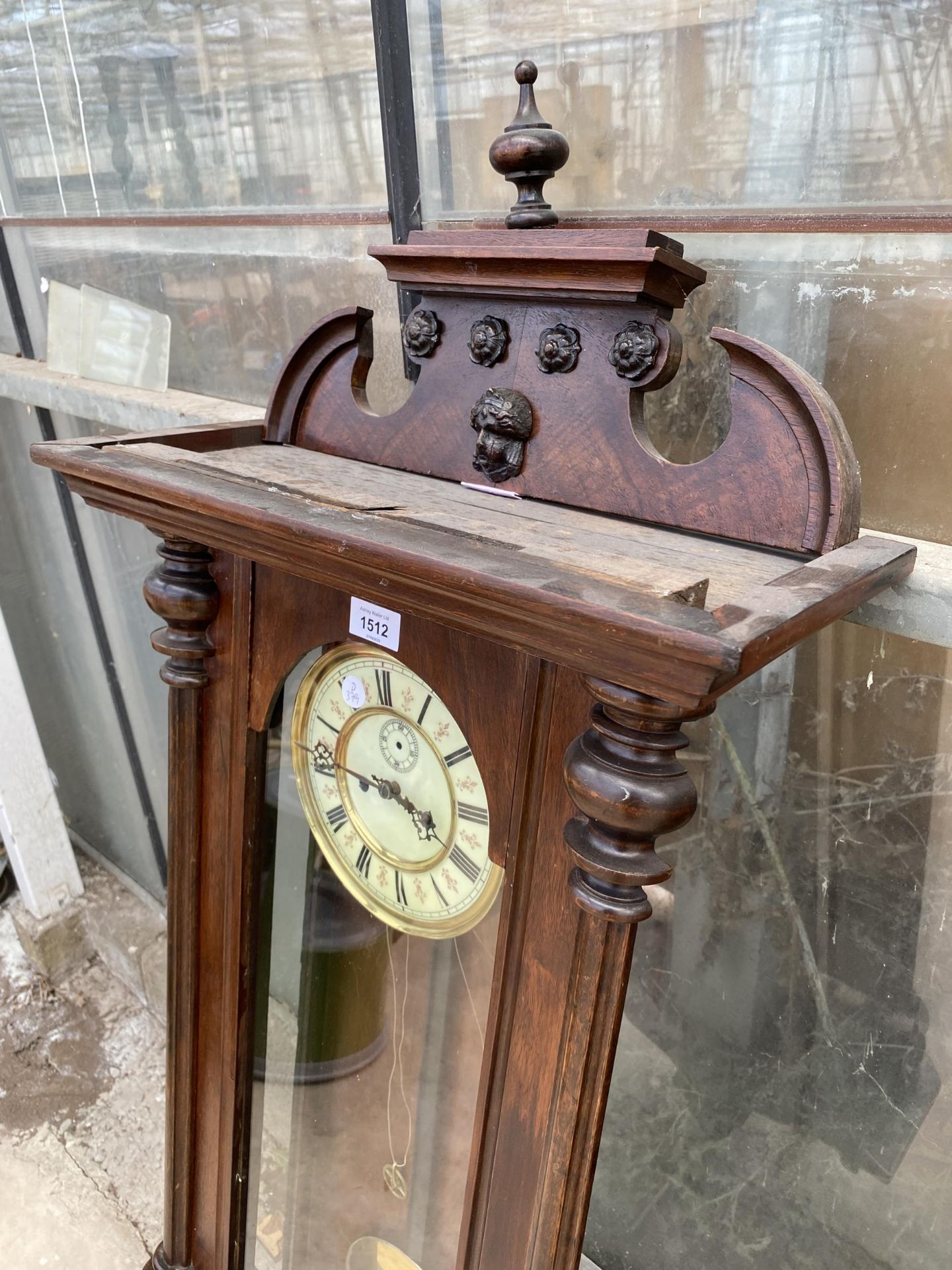 A DECORATIVE VIENNA STYLE MAHOGANY CHIMING WALL CLOCK - Image 2 of 5