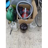 AN ASSORTMENT OF ITEMS TO IBNCLUDE THREE DEMI JOHNS, A PRESSURE WASHER AND A VACUUM CLEANER ETC