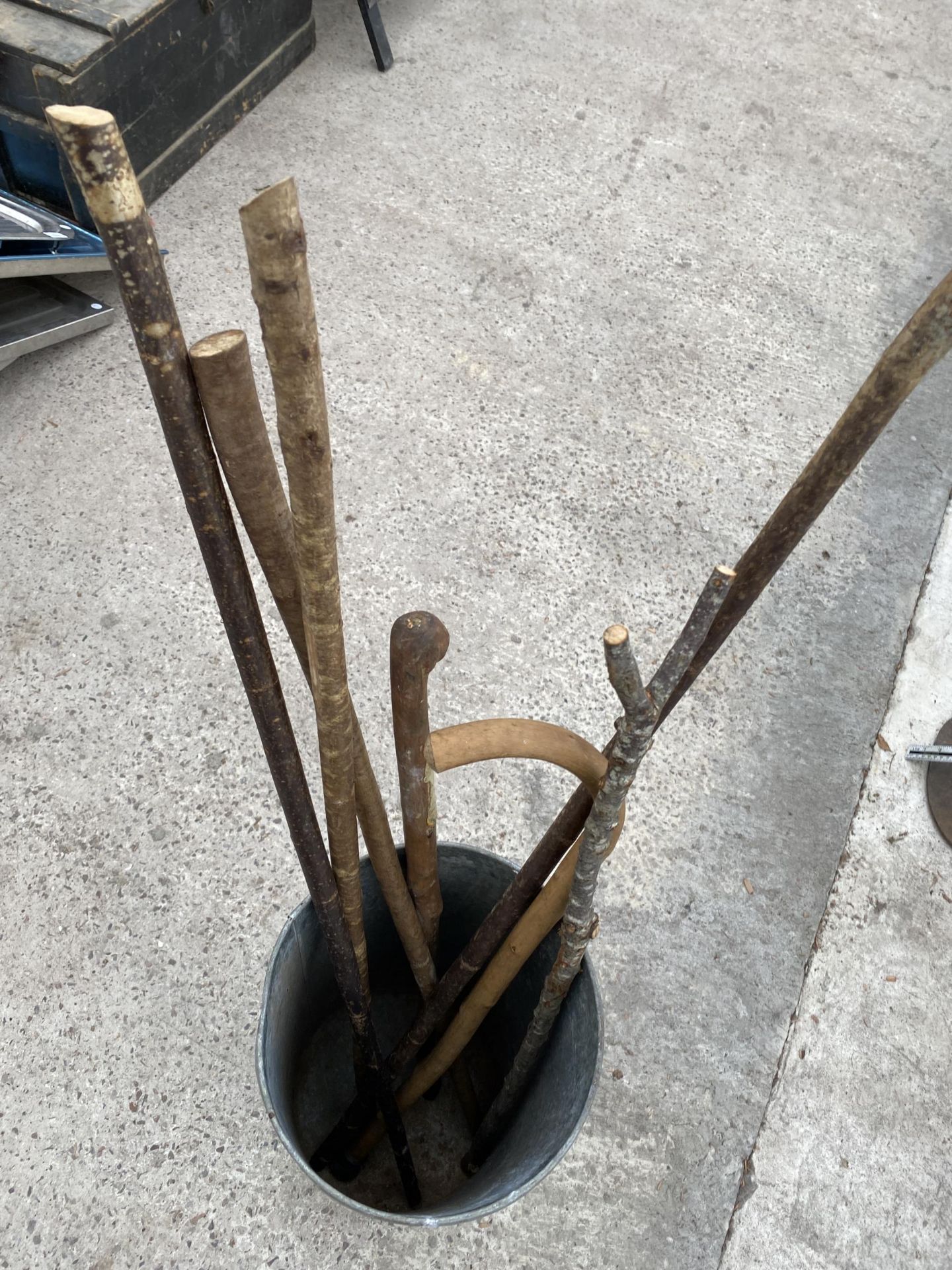 A GALVANISED STICK STAND AND AN ASSORTMENT OF WALKING STICKS - Image 2 of 2