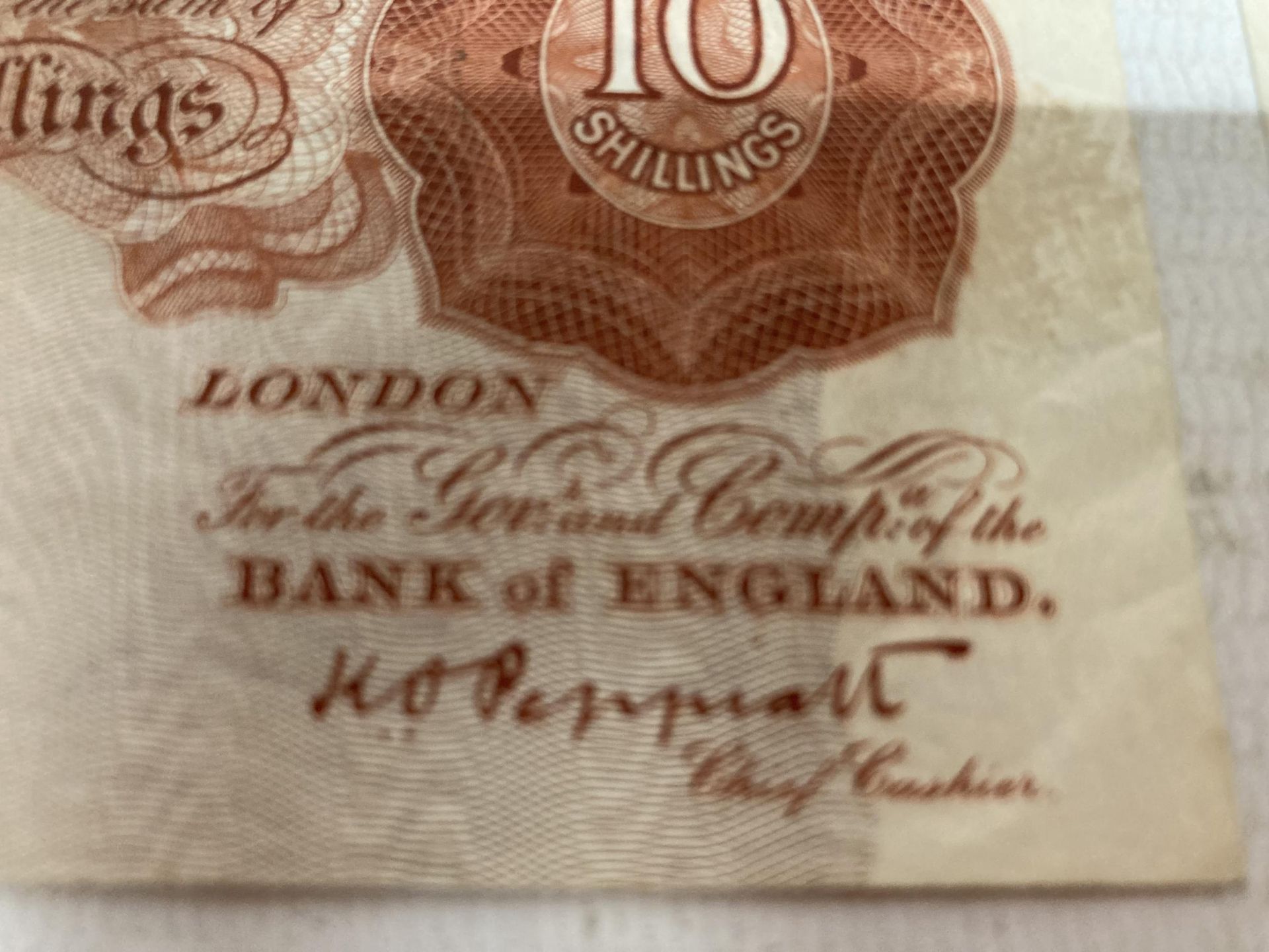 FOUR 1934 TO 1949 BANK OF ENGLAND TEN SHILLINGS NOTES SIGNED PEPPIATT - Image 2 of 3