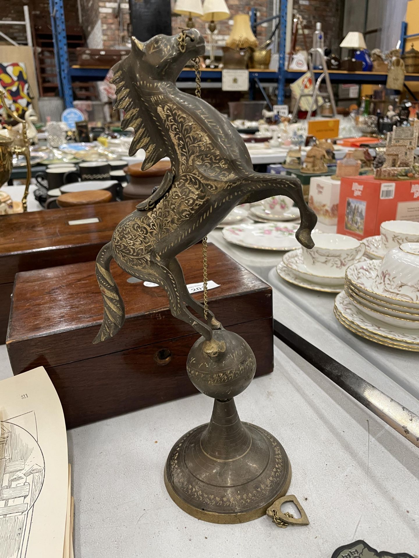 A BRASS HORSE ON PLINTH - Image 4 of 4