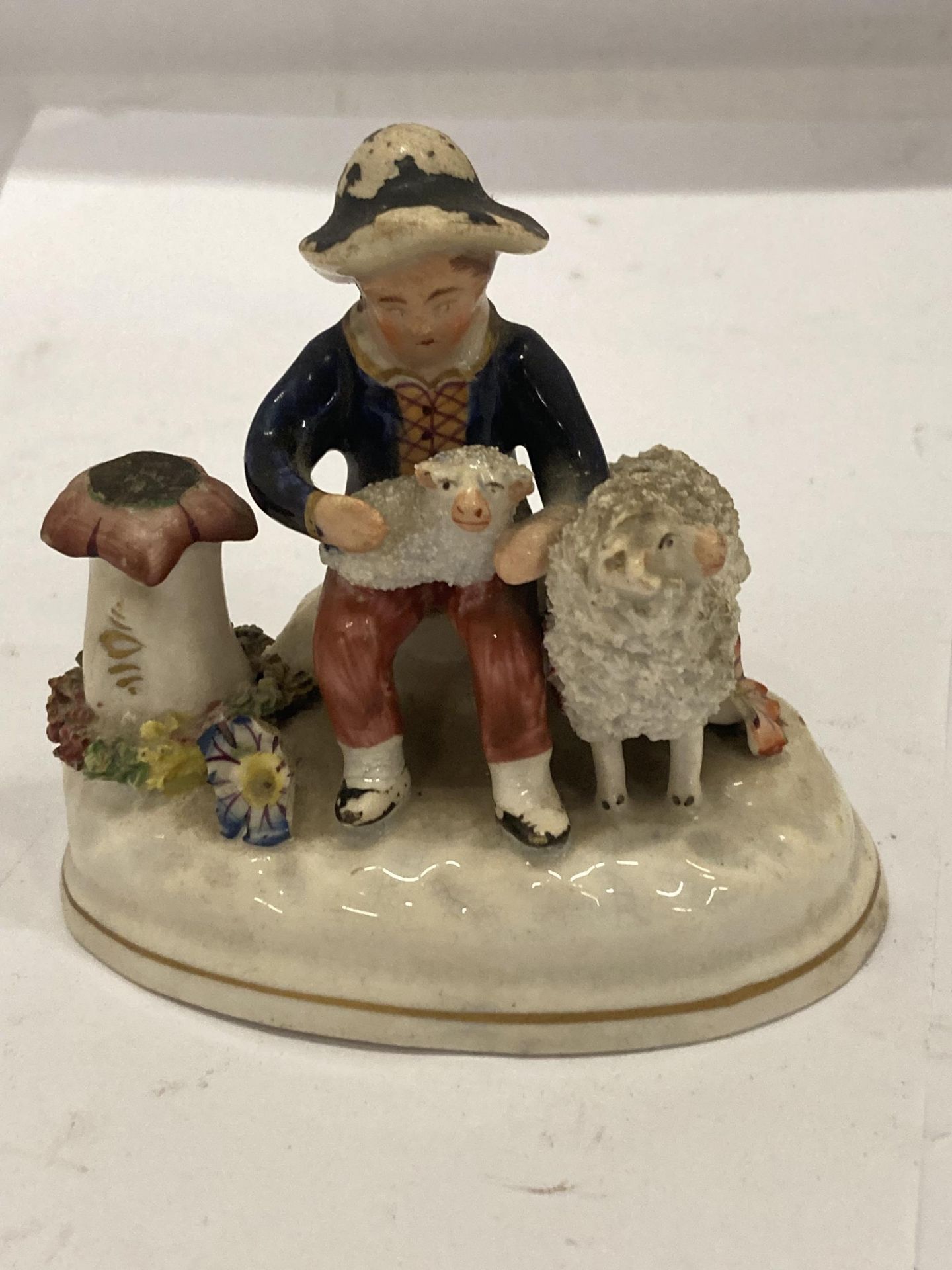 A PAIR OF VINTAGE STAFFORDSHIRE FIGURE WITH SHEEP - Image 3 of 4