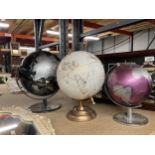 A GROUP OF THREE MODERN GLOBES