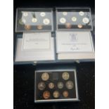 UK CASED COIN SETS FOR 1987 , 1988 & 1996 EACH WITH COA