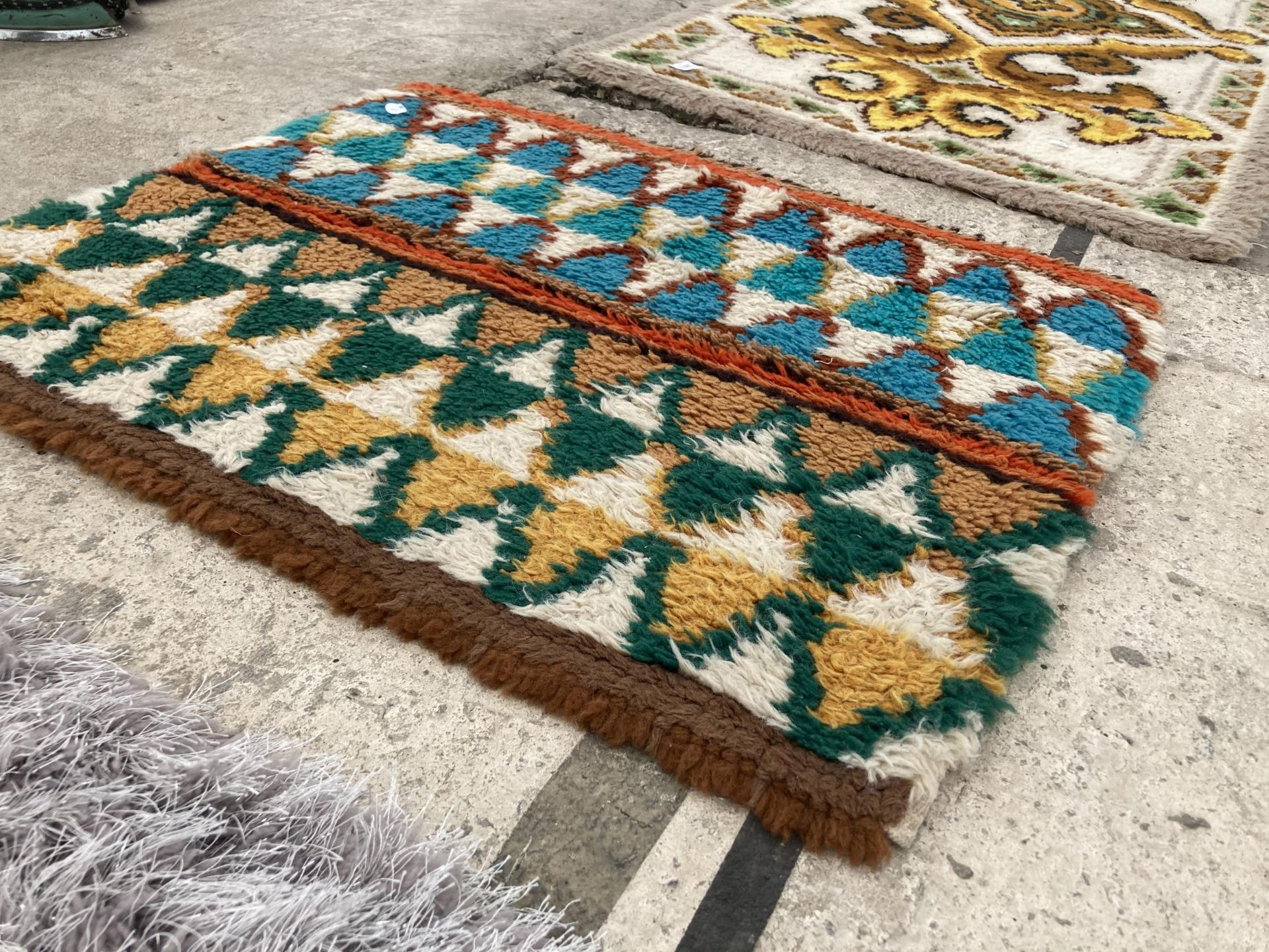 TWO SMALL MULTICOLOURED SHAGGY RUGS - Image 2 of 2