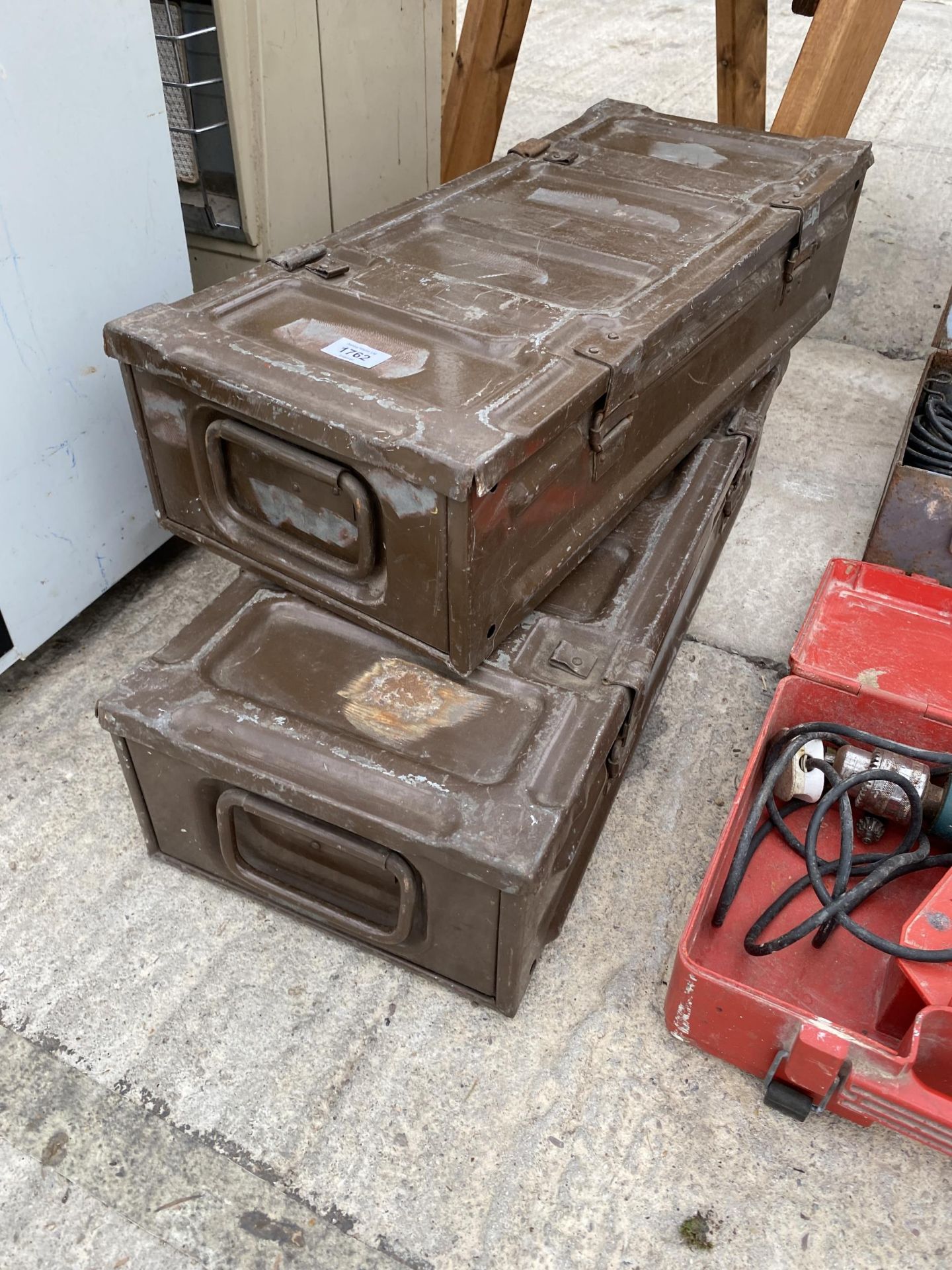 TWO VINTAGE METAL AMMO BOXES