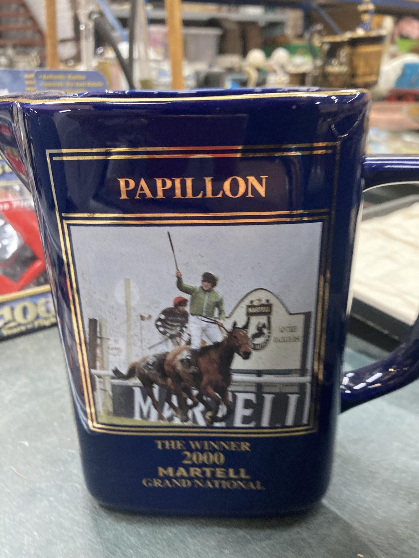 TWO MARTELL COGNAC WATER JUGS FEATURING GRAND NATIONAL WINNERS 'PAPILLON' (2000) AND 'SEAGRAM' ( - Image 3 of 5