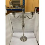 A LARGE CHROME CANDLEABRA, HEIGHT 76CM