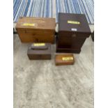 AN ASSORTMENT OF VINTAGE WOODEN STORAGE BOXES