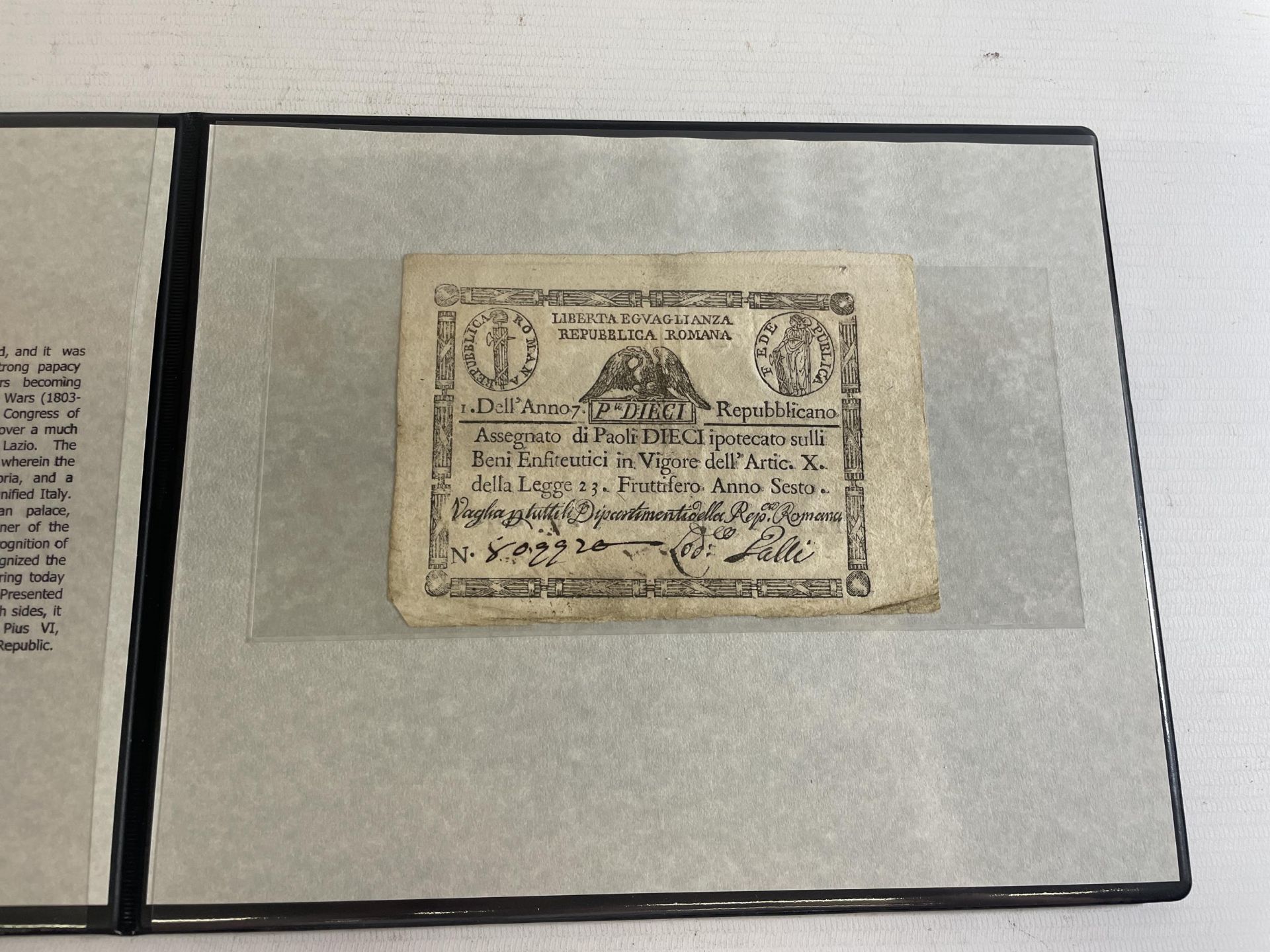 A PAPAL STATES BANKNOTE HOUSED IN WESTMINSTER FOLDER . - Image 3 of 3