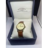 A ROTARY WRIST WATCH IN A PRESENTATION BOX SEEN WORKING BUT NO WARRANTY