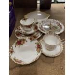A COLLECTION OF ROYAL ALBERT OLD COUNTRY ROSES TEA WARES, TRIO, CLOCK ETC