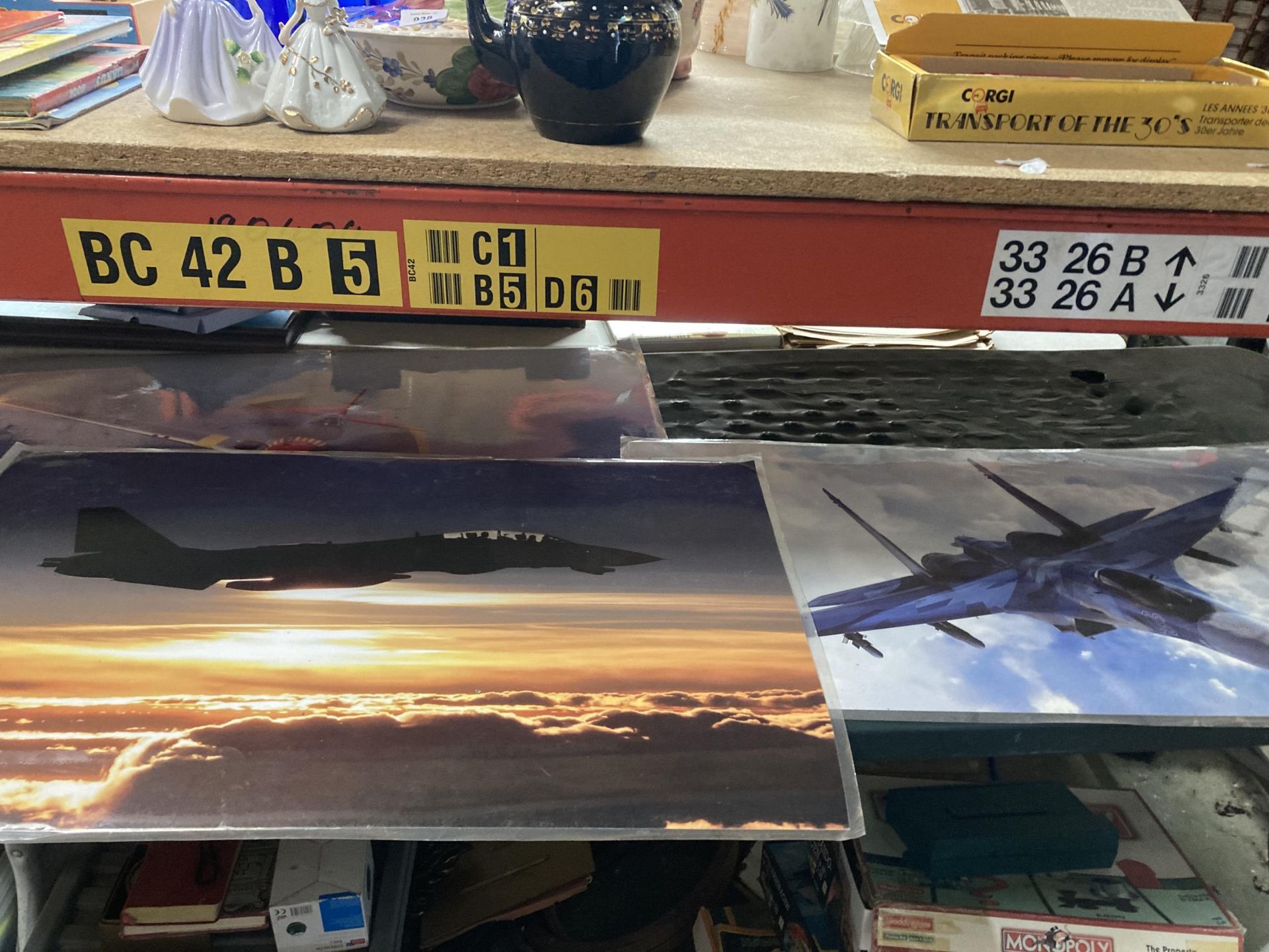 THREE LARGE LAMINATE PHOTOGRAPHS OF JET PLANES, 32' X 24'