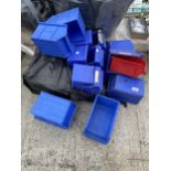 A LARGE QUANTITY OF PLASTIC LIN BINS