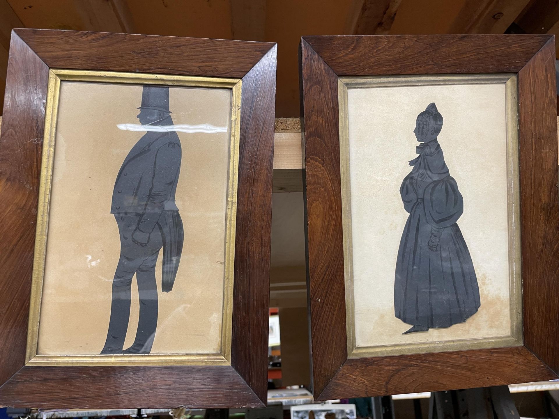 TWO VINTAGE SILHOUETTES OF A LADY AND GENTLEMAN
