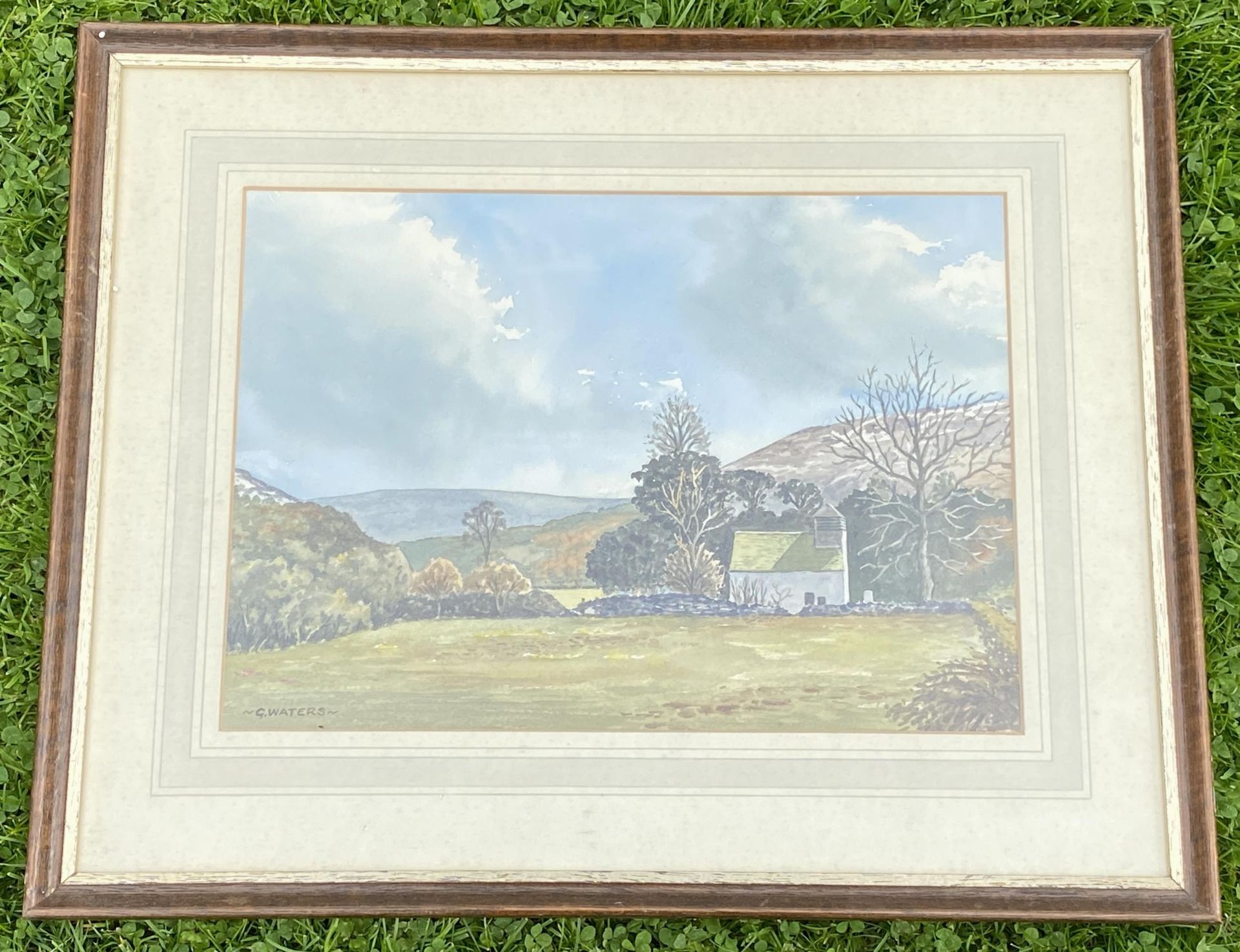 A FRAMED G.WATERS WATERCOLOUR OF CAPEL-Y-FFIN