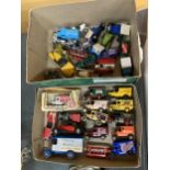 A LARGE QUANTITY OF VINTAGE DIE-CAST VANS AND CARS TO INCLUDE LLEDO, YESTERYEAR, CORGI, ETC