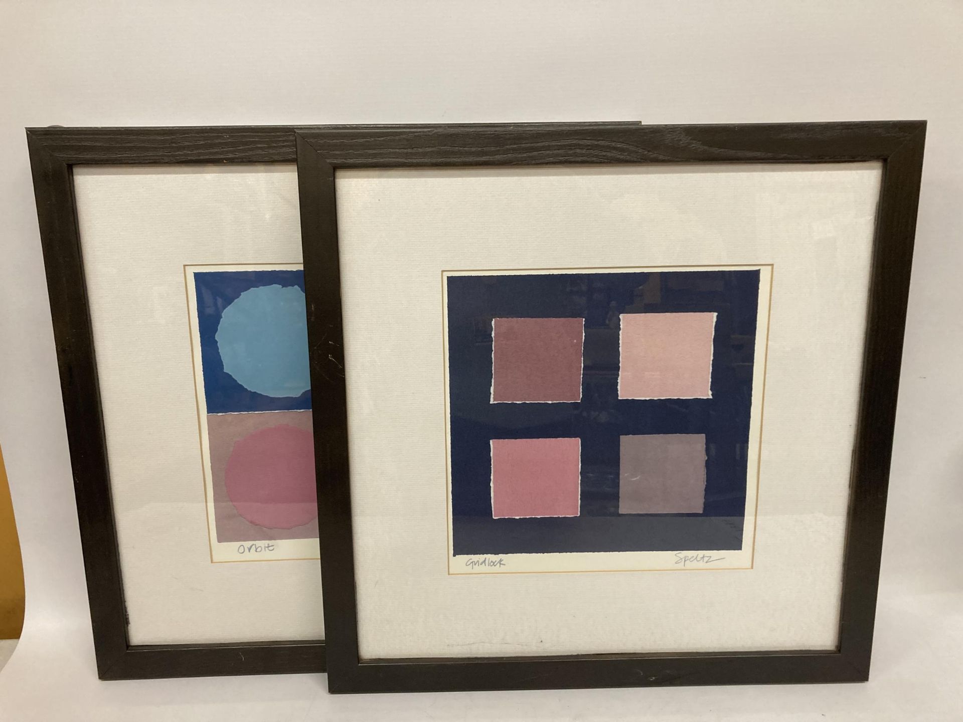 A PAIR OF ROY SPELTZ, AMERICAN ARTIST, PENCIL SIGNED ABSTRACT PRINTS