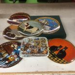 A COLLECTION OF CAT RELATED CABINET PLATES - 8 IN TOTAL