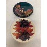 TWO MOORCROFT PIN DISHES (WITH RED DOTS)