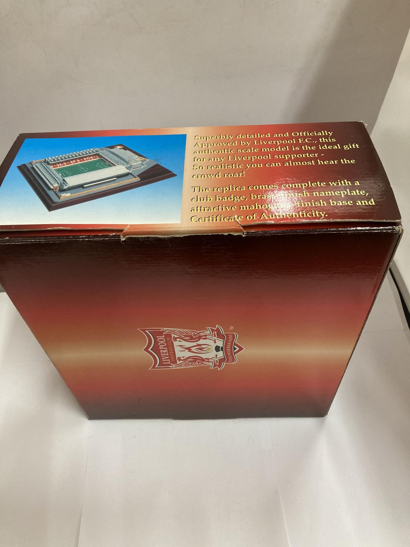 A BOXED RARE MODEL PREMIER COLLECTABLES, LIVERPOOL FC, ANFIELD STADIUM MODEL, 1998, WITH C. O. A.