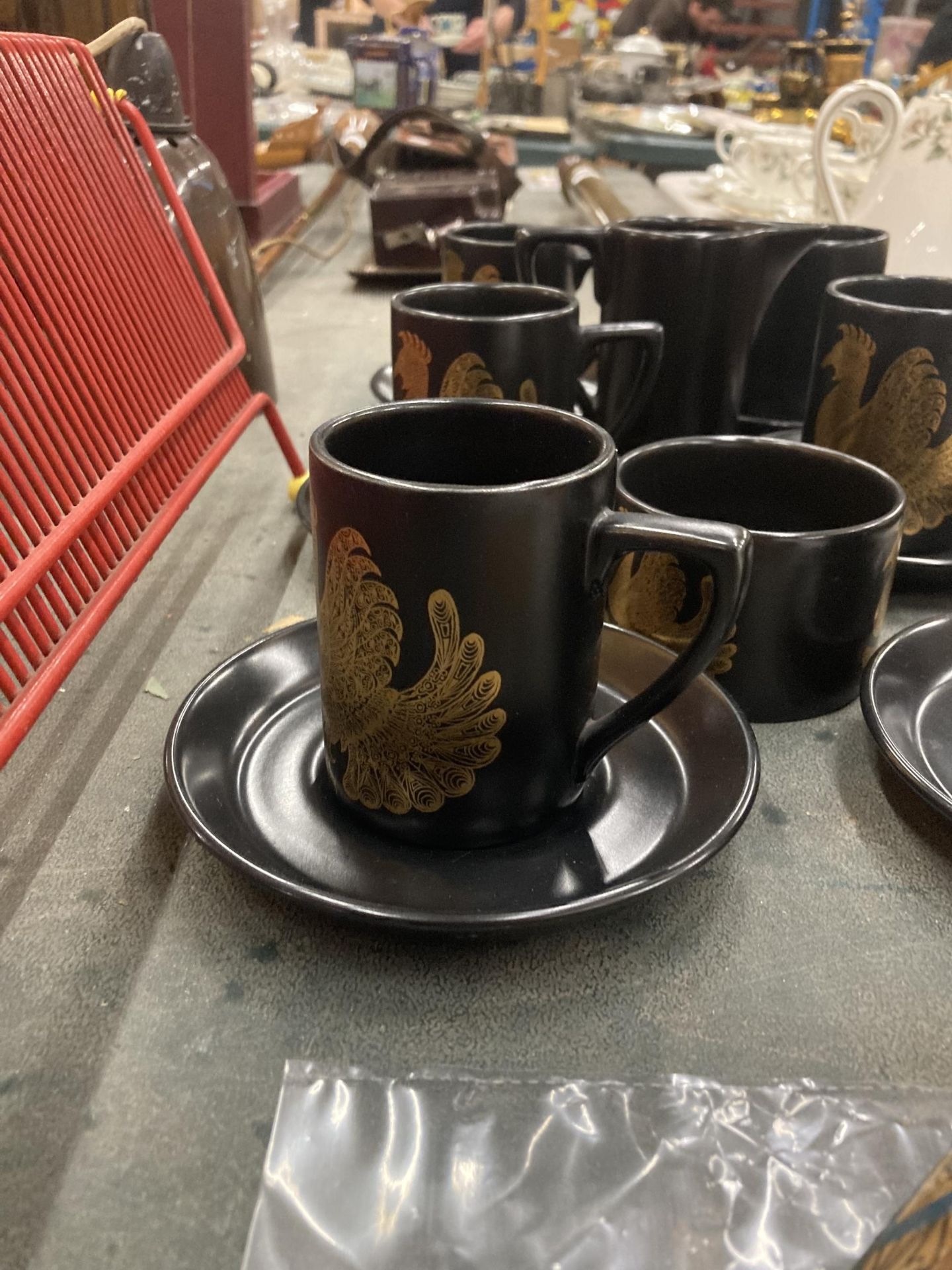 A PORTMEIRION BLACK AND GOLD PART COFFEE SET - Image 2 of 3