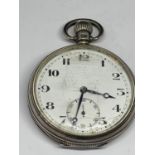 A HALLMARKED BIRMINGHAM SILVER POCKET WATCH