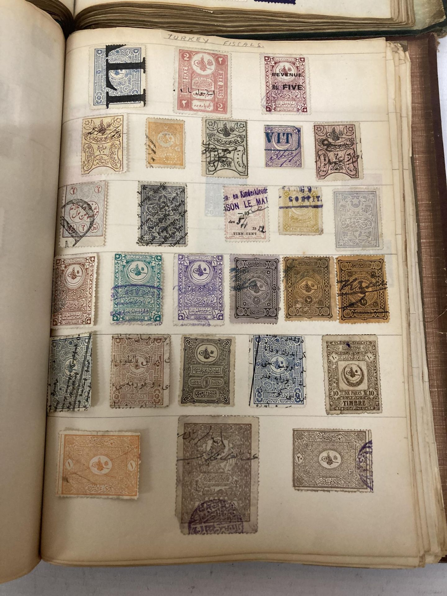 TWO OLD TIME ALBUMS CONTAINING A LARGE ORIGINAL COLLECTION OF WORLDWIDE EARLY STAMPS WITH MANY - Image 8 of 9