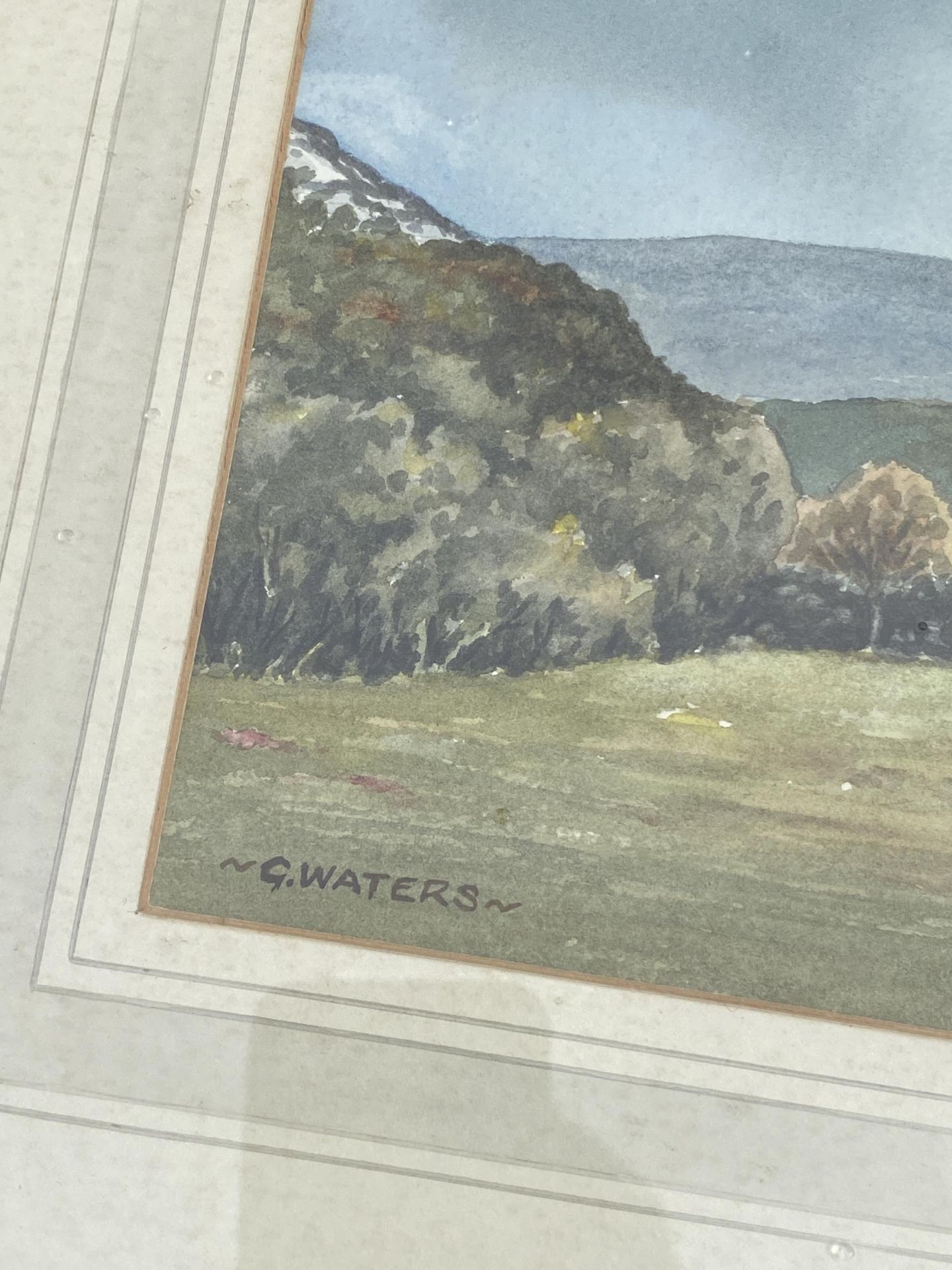 A FRAMED G.WATERS WATERCOLOUR OF CAPEL-Y-FFIN - Image 3 of 4