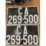 A PAIR OF GENUINE 1970'S BACK AND FRONT CALIFORNIA NUMBER PLATES