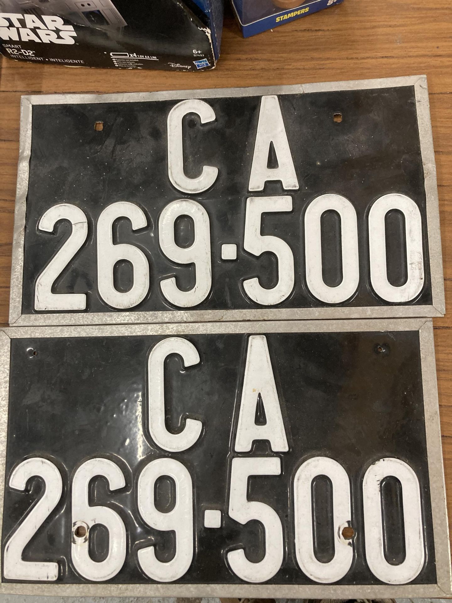 A PAIR OF GENUINE 1970'S BACK AND FRONT CALIFORNIA NUMBER PLATES