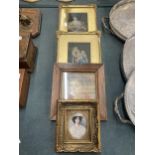 A GROUP OF FOUR VINTAGE PRINTS TO INCLUDE PAIR OF GILT FRAMED EXAMPLES OF MOTHER AND CHILDREN AND