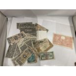 A LARGE QUANTITY OF BANK NOTES INCLUDING CONFEDERATE DOLLARS