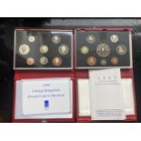 UK CASED COIN SETS FOR 1990 & 1993 EACH WITH COA