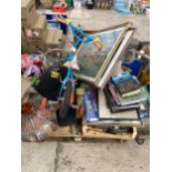 AN ASSORTMENT OF HOUSEHOLD CLEARANCE ITEMS TO INCLUDE BOOKS AND CERAMICS ETC