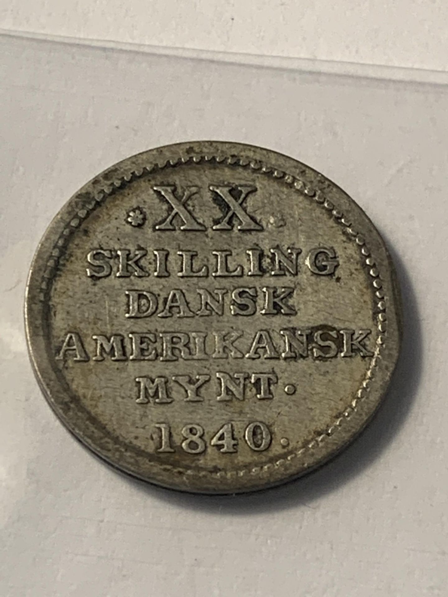 AN 1840 XX SKILLING DANSK AMERIKANSK MYNT COIN - Image 2 of 3