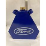 A BLUE FORD PETROL CAN