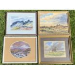 A COLLECTION OF FOUR NORTHERN ARTIST ROBERT LEE ORIGINAL PAINTINGS, PASTEL HORSE AND CART, OIL OF